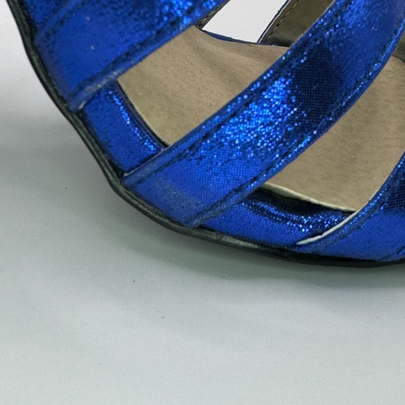 Michael Antonio Blue Metallic Block Heels 6 - Picture 10 of 14